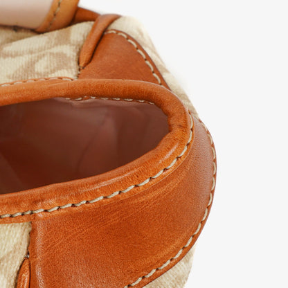 Christian Dior Romantique Trotter Monogramm Tasche aus beschichtetem Canvas in Tan