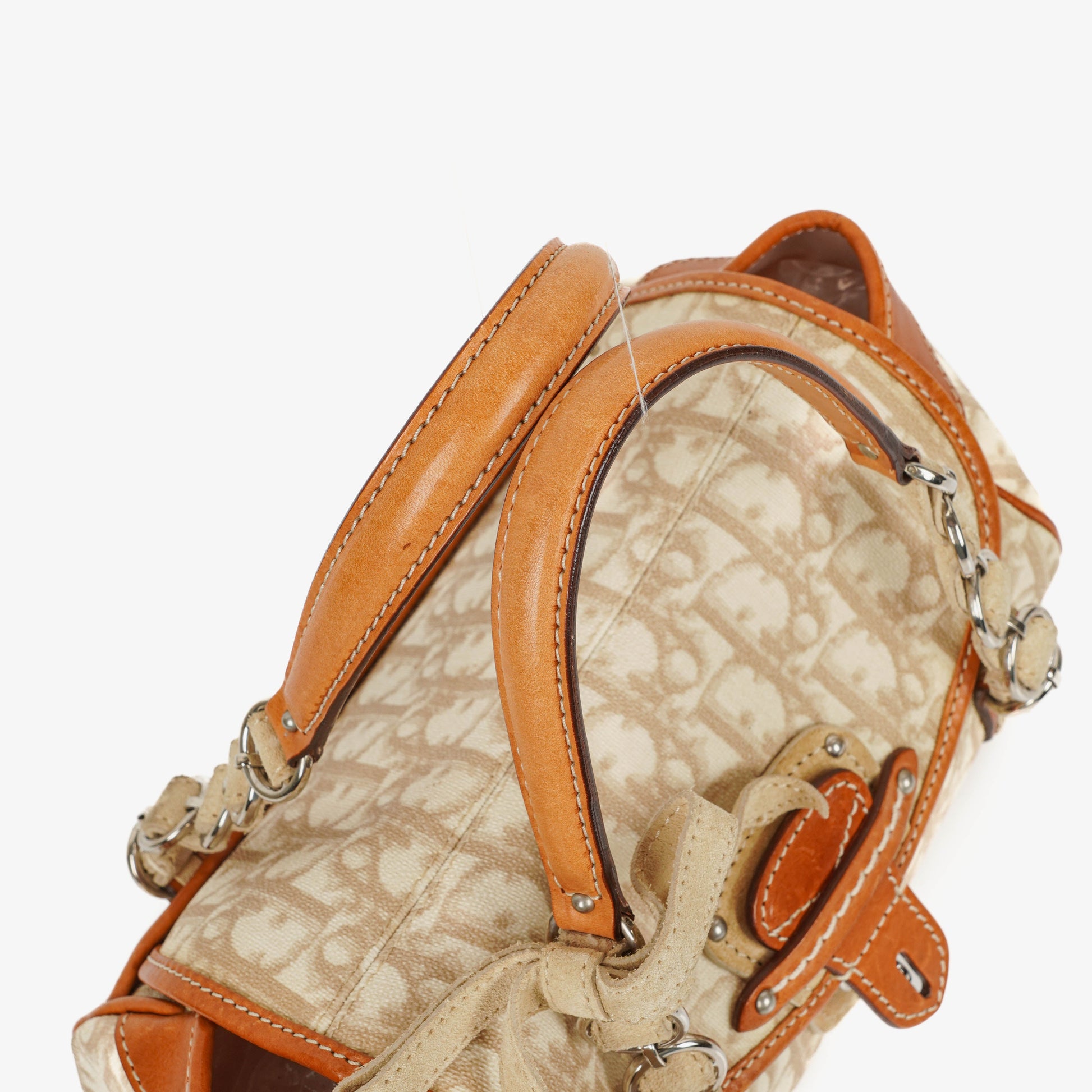 Christian Dior Romantique Trotter Monogramm Tasche aus beschichtetem Canvas in Tan