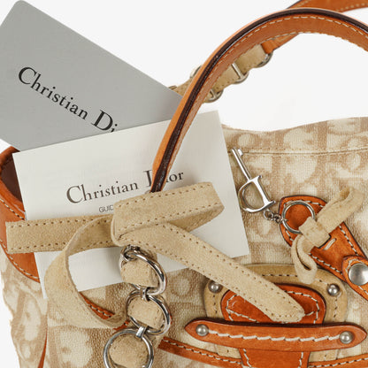 Christian Dior Romantique Trotter Monogramm Tasche aus beschichtetem Canvas in Tan