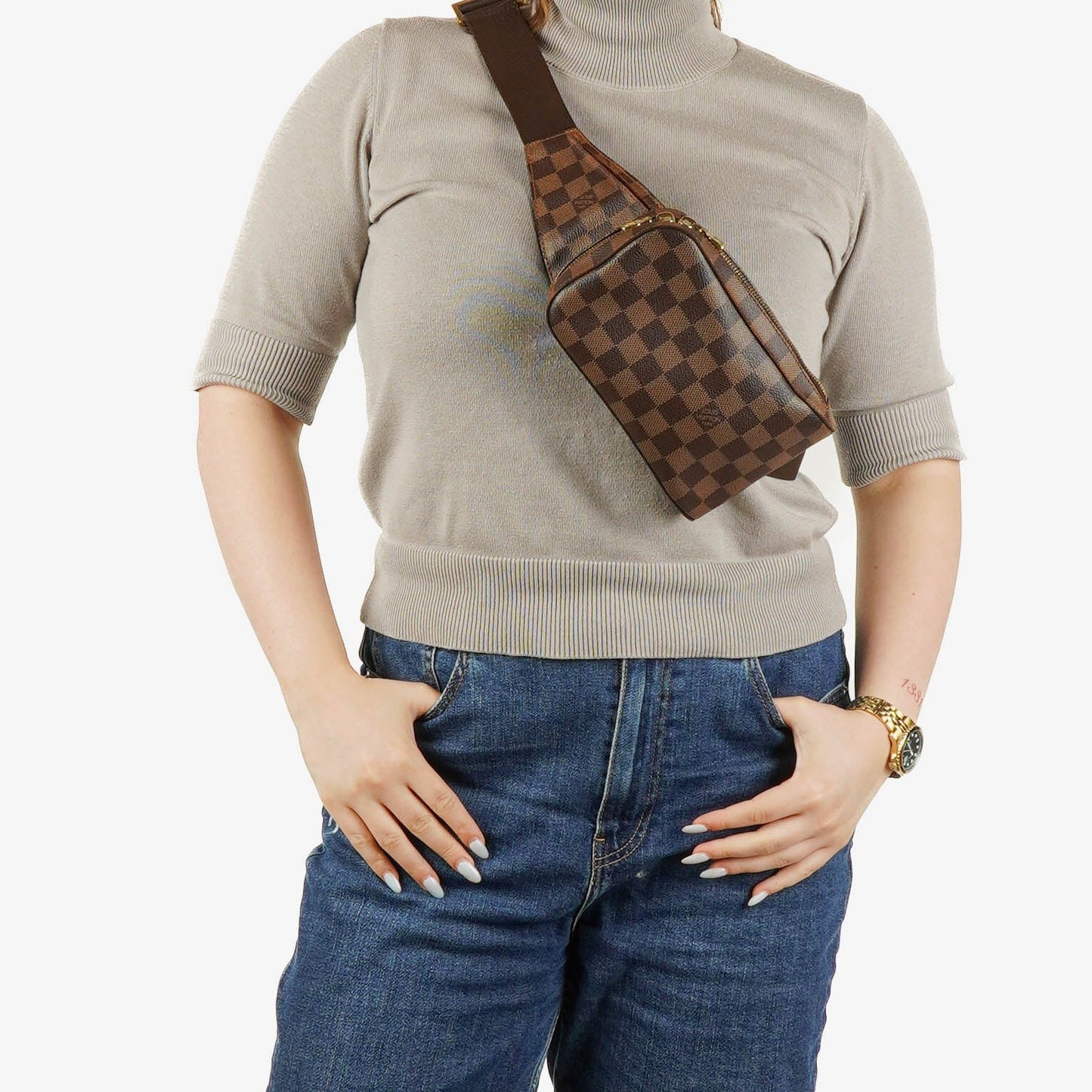Louis Vuitton Geronimos Gürteltasche aus braunem Damier Ebene Canvas