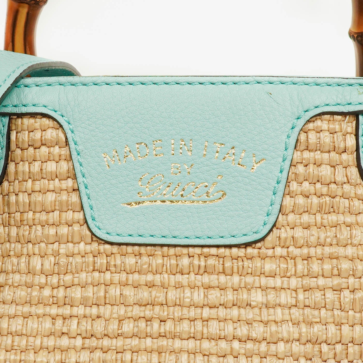 Gucci Bamboo Shopper Tote Bag aus geflochtenem Stroh und Leder