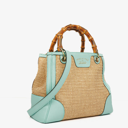 Gucci Bamboo Shopper Tote Bag aus geflochtenem Stroh und Leder