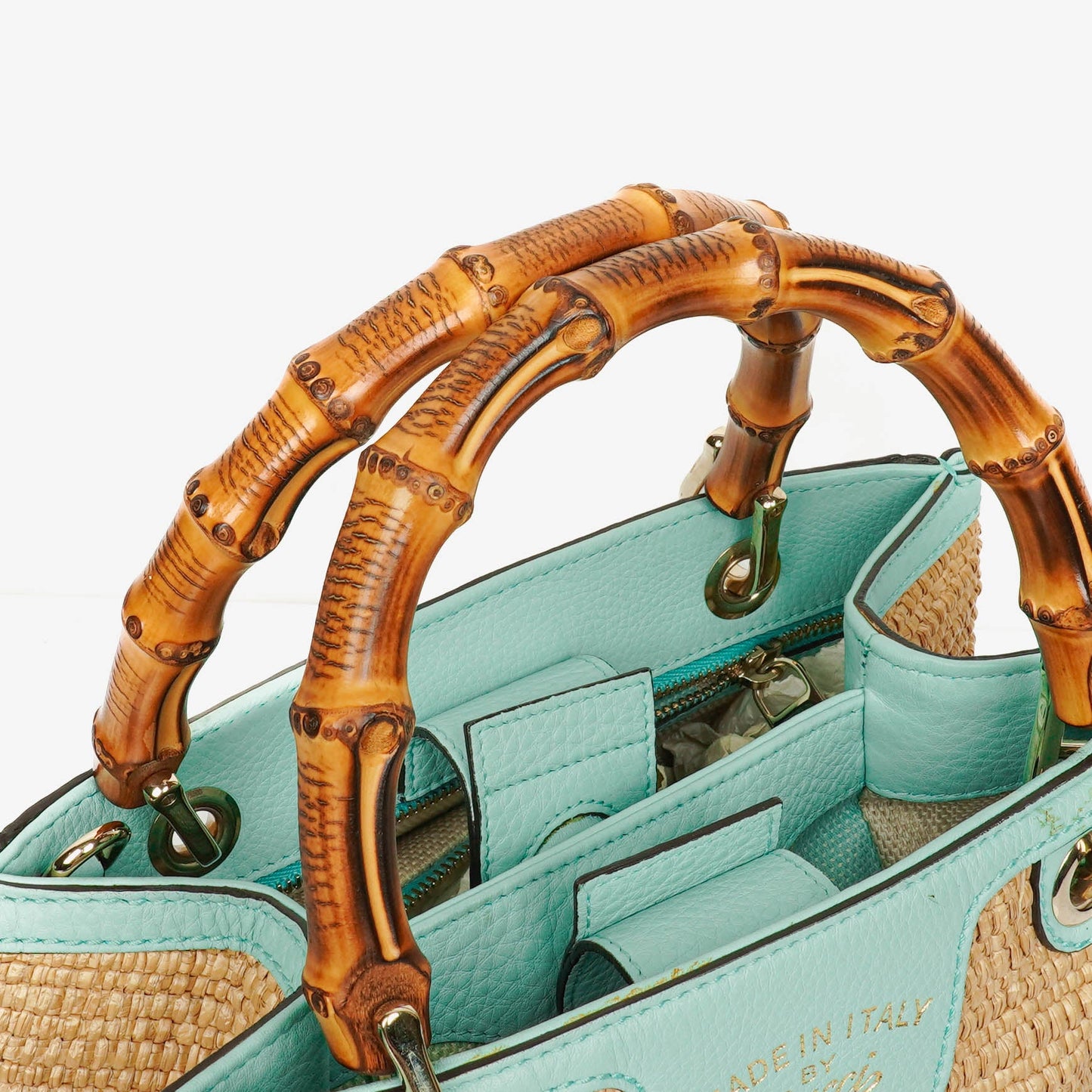Gucci Bamboo Shopper Tote Bag aus geflochtenem Stroh und Leder