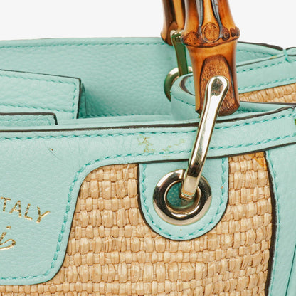 Gucci Bamboo Shopper Tote Bag aus geflochtenem Stroh und Leder