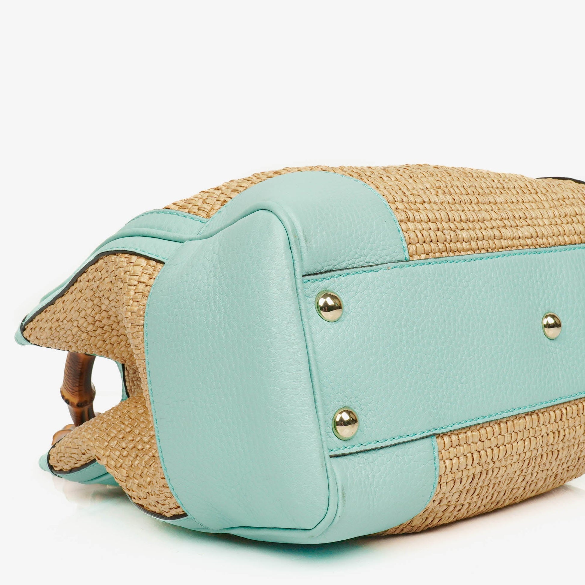 Gucci Bamboo Shopper Tote Bag aus geflochtenem Stroh und Leder
