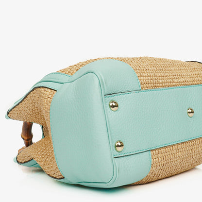 Gucci Bamboo Shopper Tote Bag aus geflochtenem Stroh und Leder