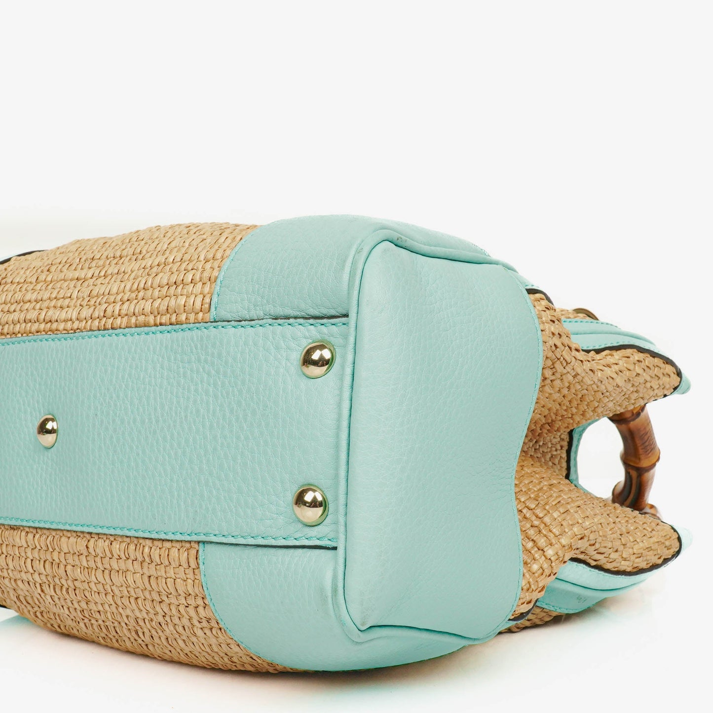 Gucci Bamboo Shopper Tote Bag aus geflochtenem Stroh und Leder