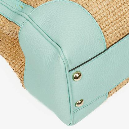 Gucci Bamboo Shopper Tote Bag aus geflochtenem Stroh und Leder