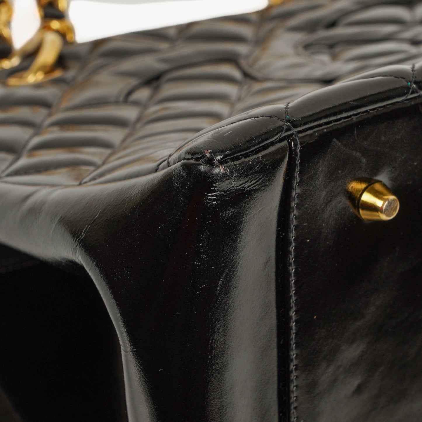 Chanel Grand Shopping Tote aus gestepptem Lammleder mit goldfarbener Hardware