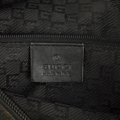 Gucci Hobo Bag aus schwarzem Nylon und Leder mit geflochtenem Griff und Ring