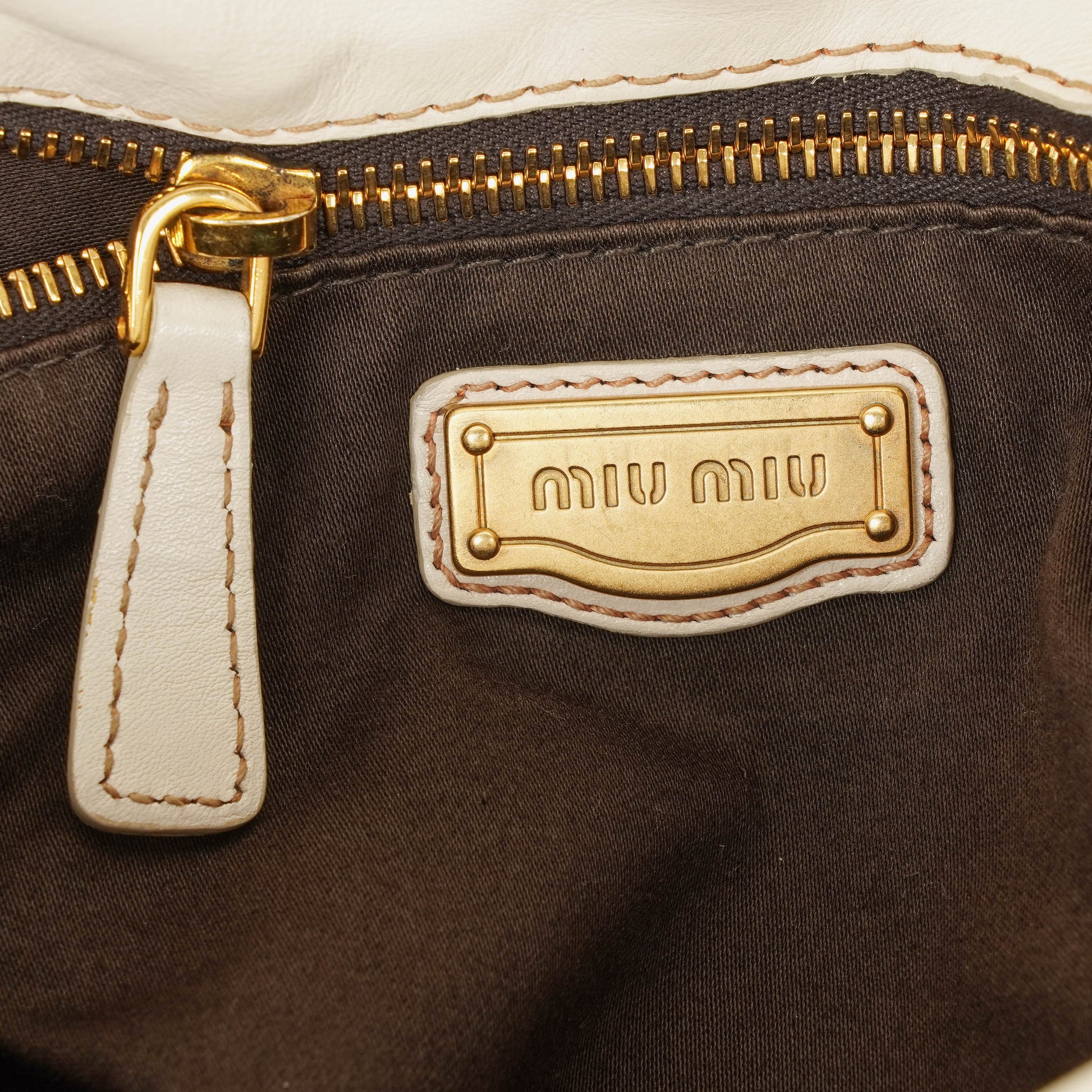 Miu Miu Vitello Lux Bow Talco Satchel Tasche