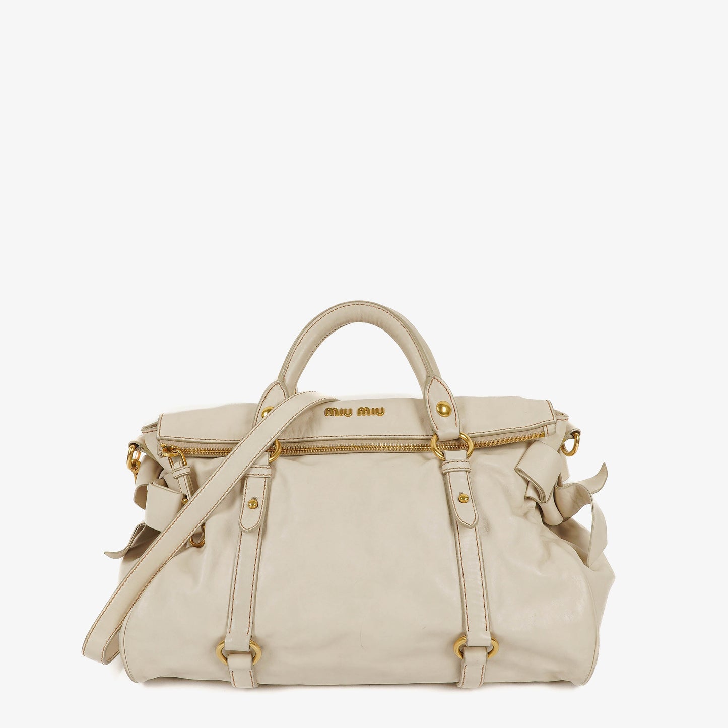 Miu Miu Vitello Lux Bow Talco Satchel Tasche