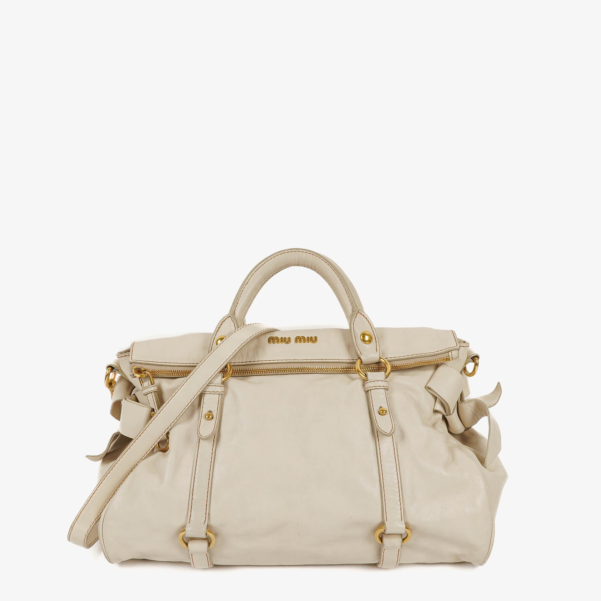 Miu Miu Vitello Lux Bow Talco Satchel Tasche