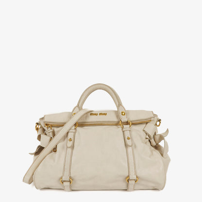 Miu Miu Vitello Lux Bow Talco Satchel Tasche