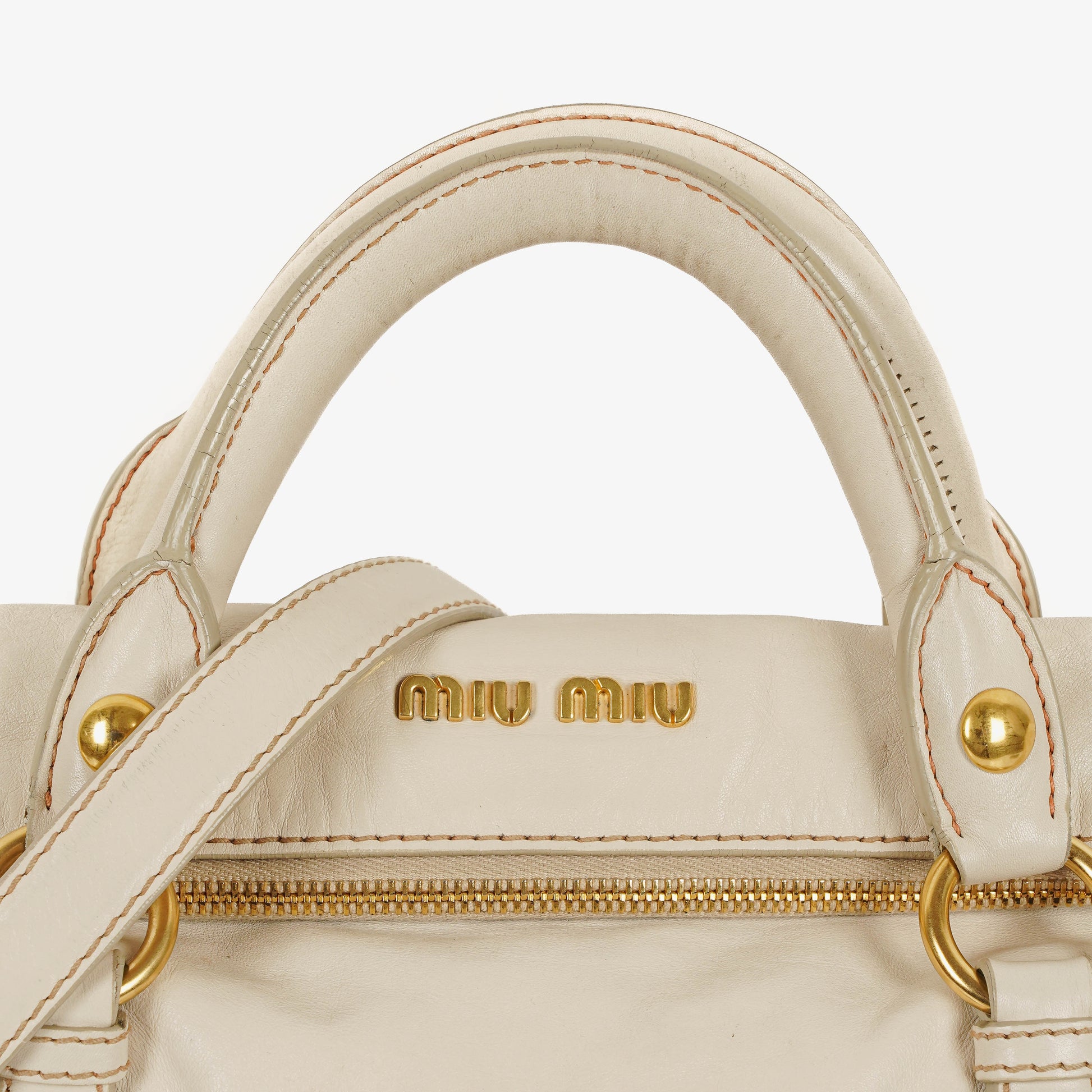 Miu Miu Vitello Lux Bow Talco Satchel Tasche