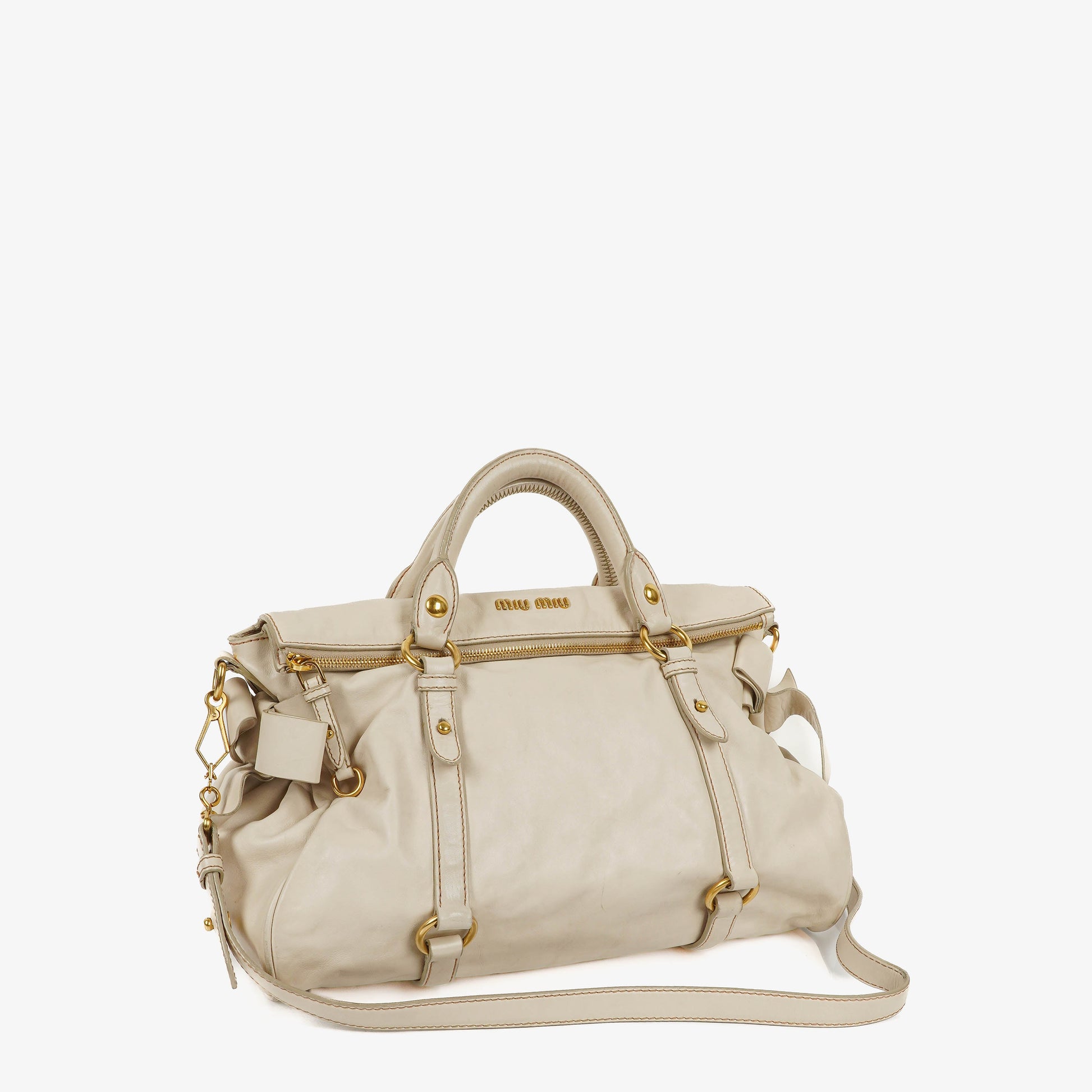 Miu Miu Vitello Lux Bow Talco Satchel Tasche