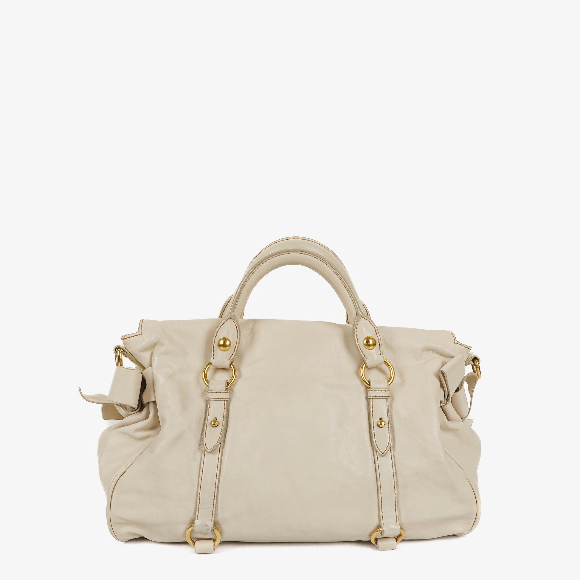 Miu Miu Vitello Lux Bow Talco Satchel Tasche
