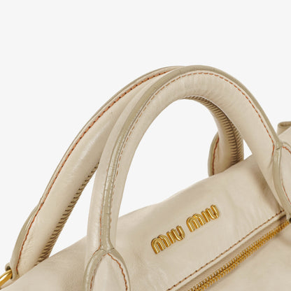 Miu Miu Vitello Lux Bow Talco Satchel Tasche