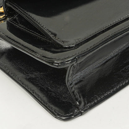 Chanel CC Handgelenktasche aus schwarzem Lackleder mit 24K Goldbeschlägen