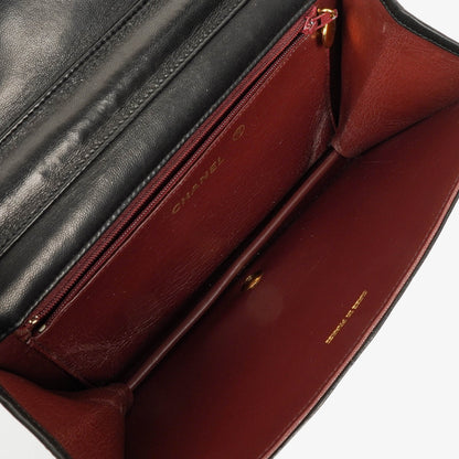 CHANEL Classic Full Flap Bag aus schwarzem gestepptem Lammleder mit 24K vergoldeten Beschlägen