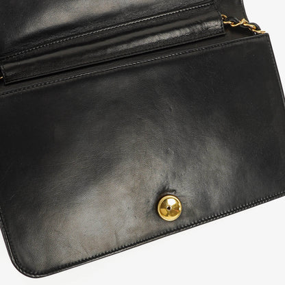CHANEL Classic Full Flap Bag aus schwarzem gestepptem Lammleder mit 24K vergoldeten Beschlägen