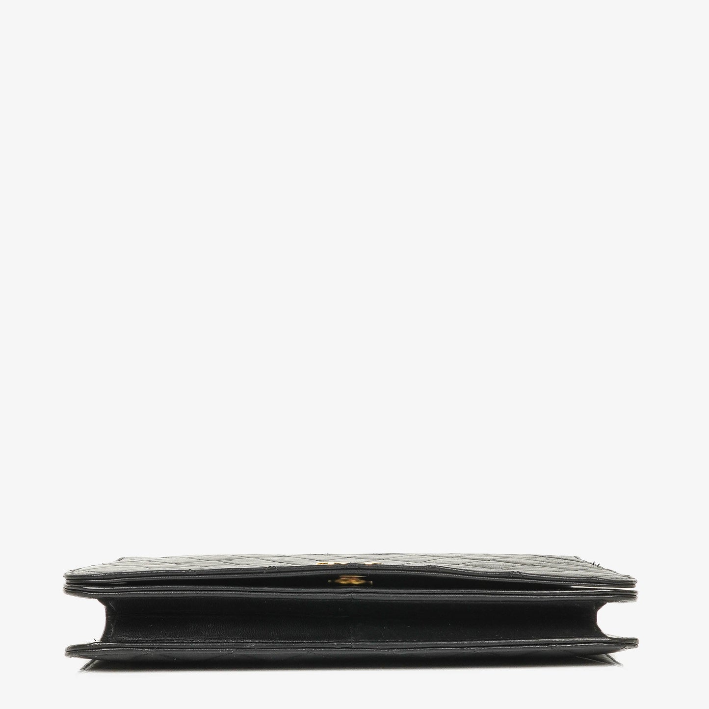 CHANEL Classic Full Flap Bag aus schwarzem gestepptem Lammleder mit 24K vergoldeten Beschlägen