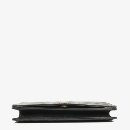 CHANEL Classic Full Flap Bag aus schwarzem gestepptem Lammleder mit 24K vergoldeten Beschlägen