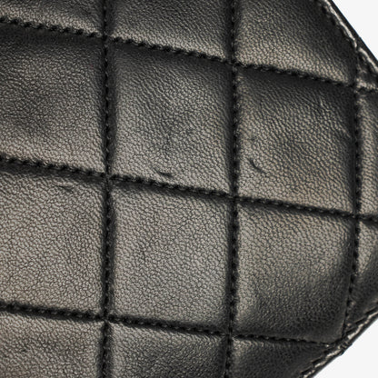CHANEL Classic Full Flap Bag aus schwarzem gestepptem Lammleder mit 24K vergoldeten Beschlägen