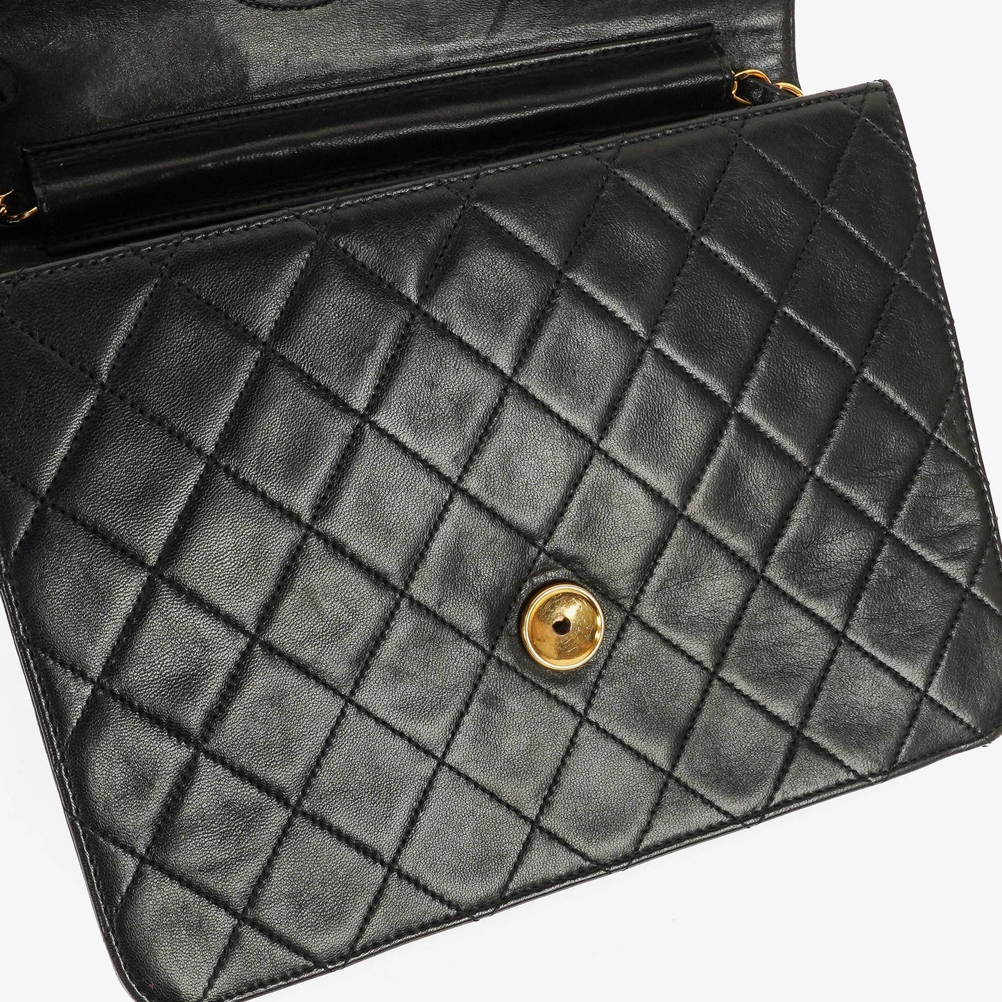 Chanel Small Classic Single Flap Tasche aus schwarzem gestepptem Lammleder mit 24K vergoldeter Hardware