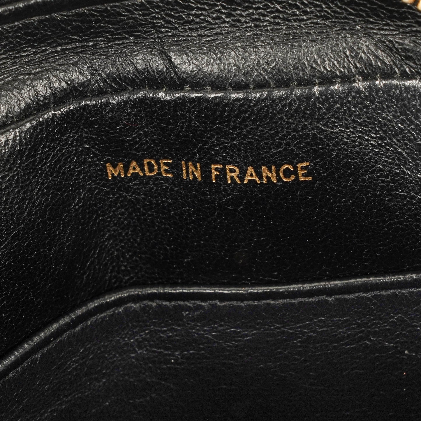Chanel Vintage Camera Bag mit Fronttasche aus schwarzem gestepptem Leder mit 24K vergoldeter Hardware