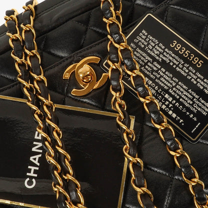 Chanel Vintage Camera Bag mit Fronttasche aus schwarzem gestepptem Leder mit 24K vergoldeter Hardware
