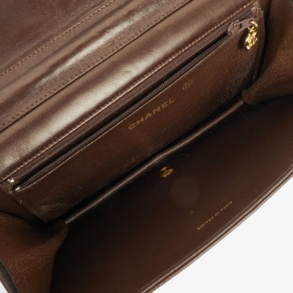 Chanel Classic Full Flap Tasche aus braunem gestepptem Lammleder mit 24K vergoldeter Hardware