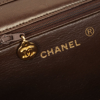 Chanel Classic Full Flap Tasche aus braunem gestepptem Lammleder mit 24K vergoldeter Hardware
