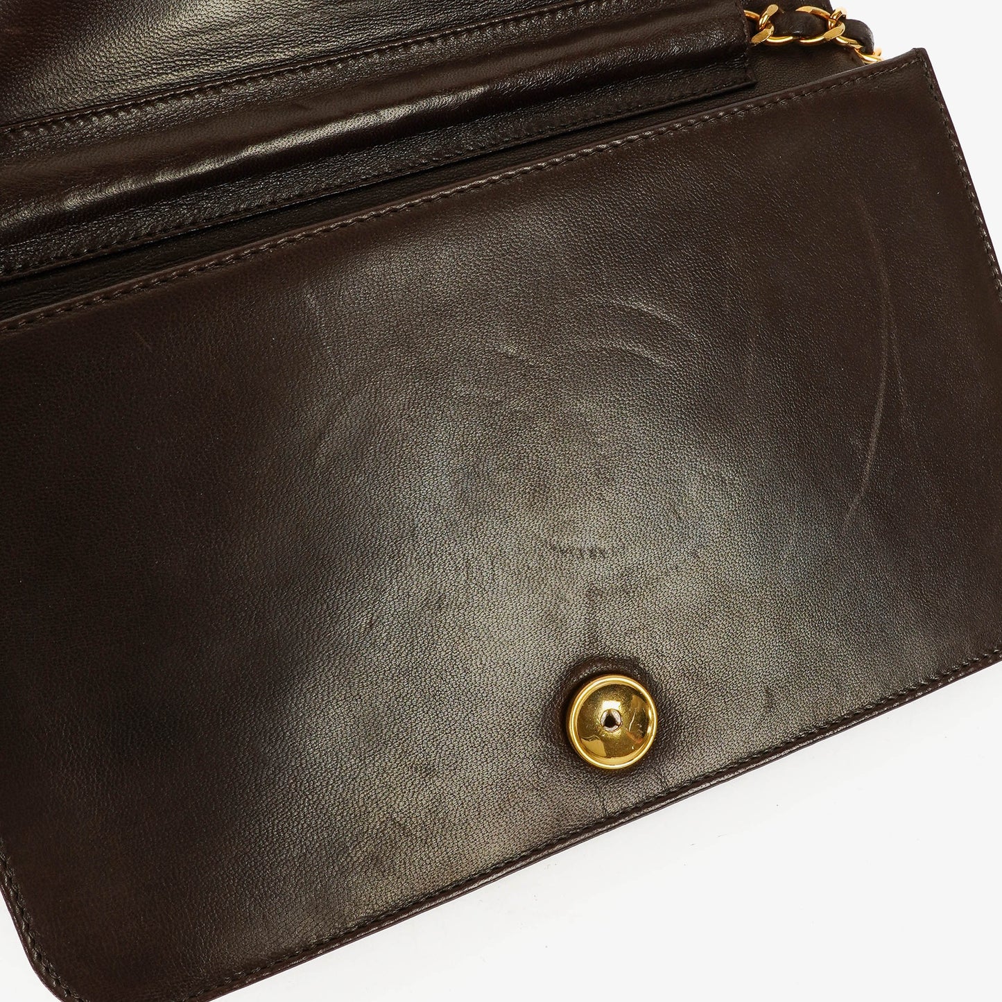 Chanel Classic Full Flap Tasche aus braunem gestepptem Lammleder mit 24K vergoldeter Hardware