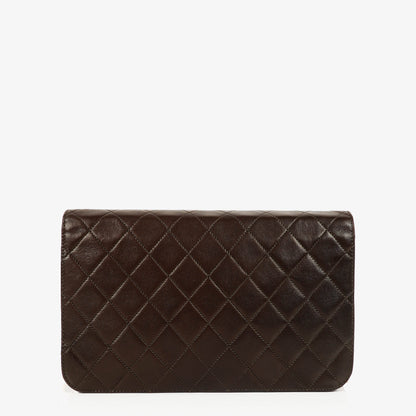 Chanel Classic Full Flap Tasche aus braunem gestepptem Lammleder mit 24K vergoldeter Hardware
