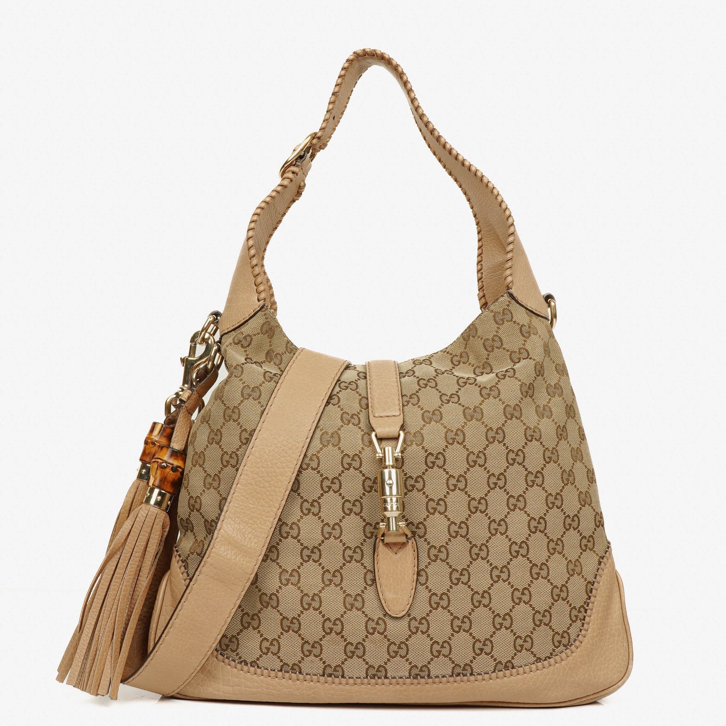 Gucci New Jackie Hobo-Tasche aus beigem GG Canvas