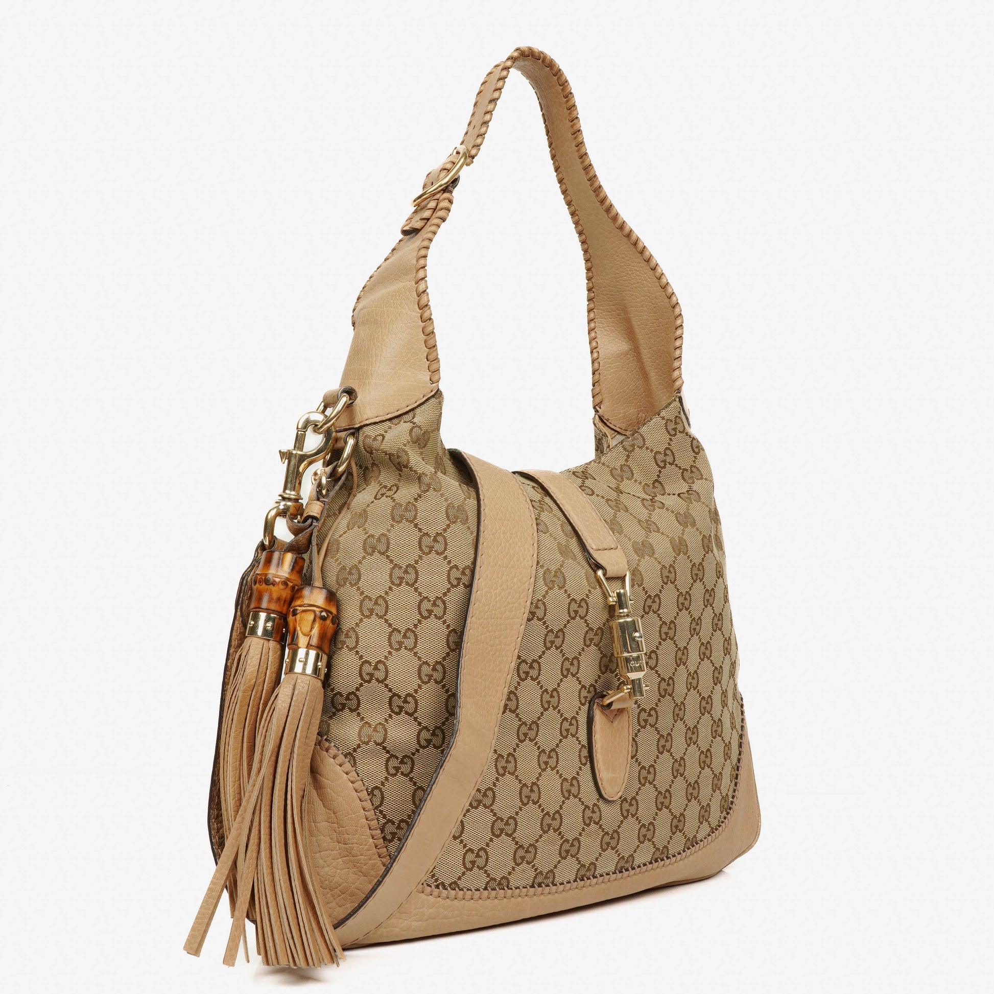 Gucci New Jackie Hobo-Tasche aus beigem GG Canvas