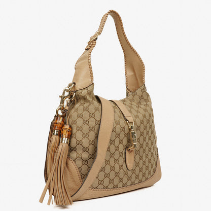 Gucci New Jackie Hobo-Tasche aus beigem GG Canvas