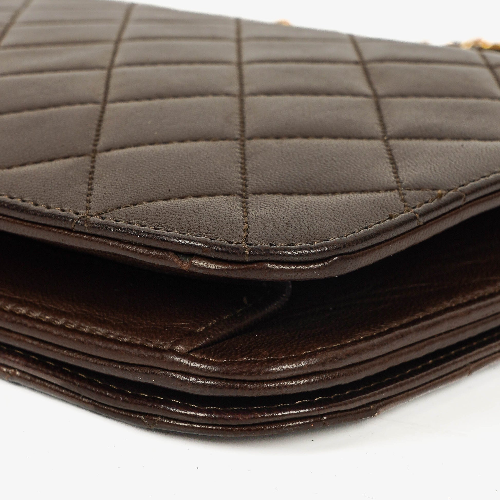 Chanel Classic Full Flap Tasche aus braunem gestepptem Lammleder mit 24K vergoldeter Hardware