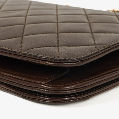 Chanel Classic Full Flap Tasche aus braunem gestepptem Lammleder mit 24K vergoldeter Hardware