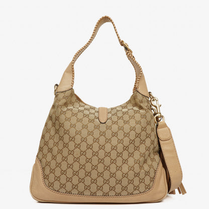 Gucci New Jackie Hobo-Tasche aus beigem GG Canvas