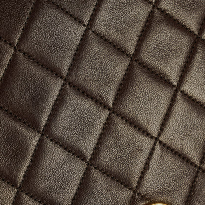 Chanel Classic Full Flap Tasche aus braunem gestepptem Lammleder mit 24K vergoldeter Hardware