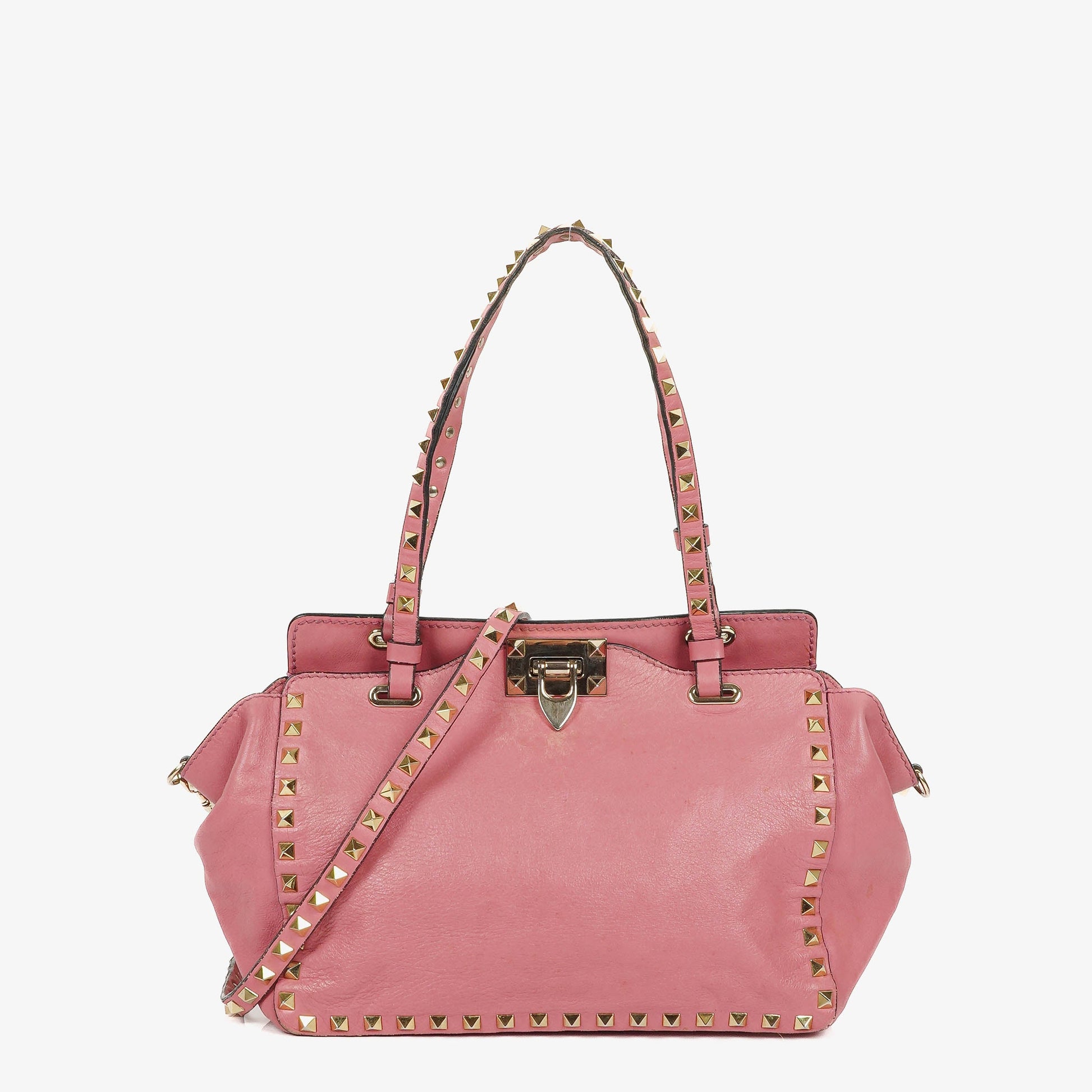 Valentino Garavani Rockstud Kleine Trapez Tote-Tasche aus pinkem Leder