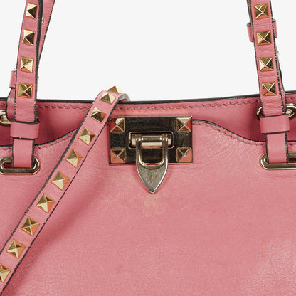 Valentino Garavani Rockstud Kleine Trapez Tote-Tasche aus pinkem Leder