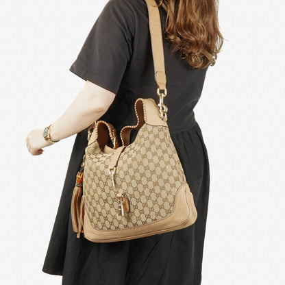 Gucci New Jackie Hobo-Tasche aus beigem GG Canvas