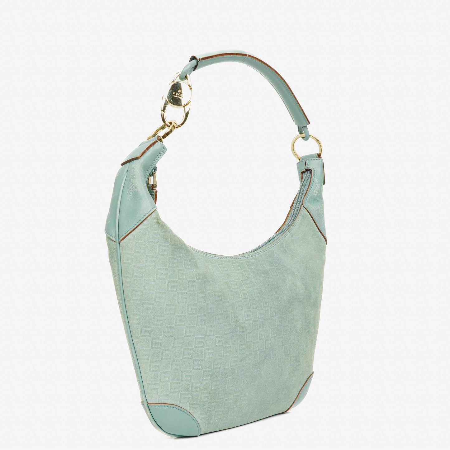 Gucci Handle Ring Hobo-Tasche aus Wildleder und Leder mit geflochtenem Griff