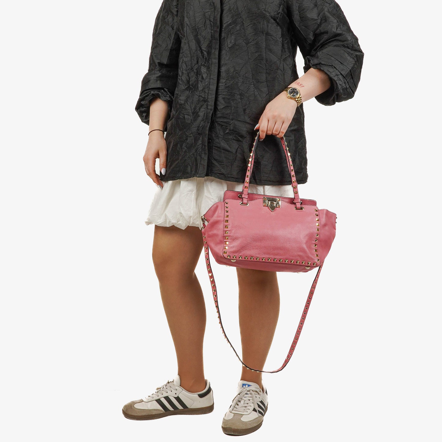 Valentino Garavani Rockstud Kleine Trapez Tote-Tasche aus pinkem Leder