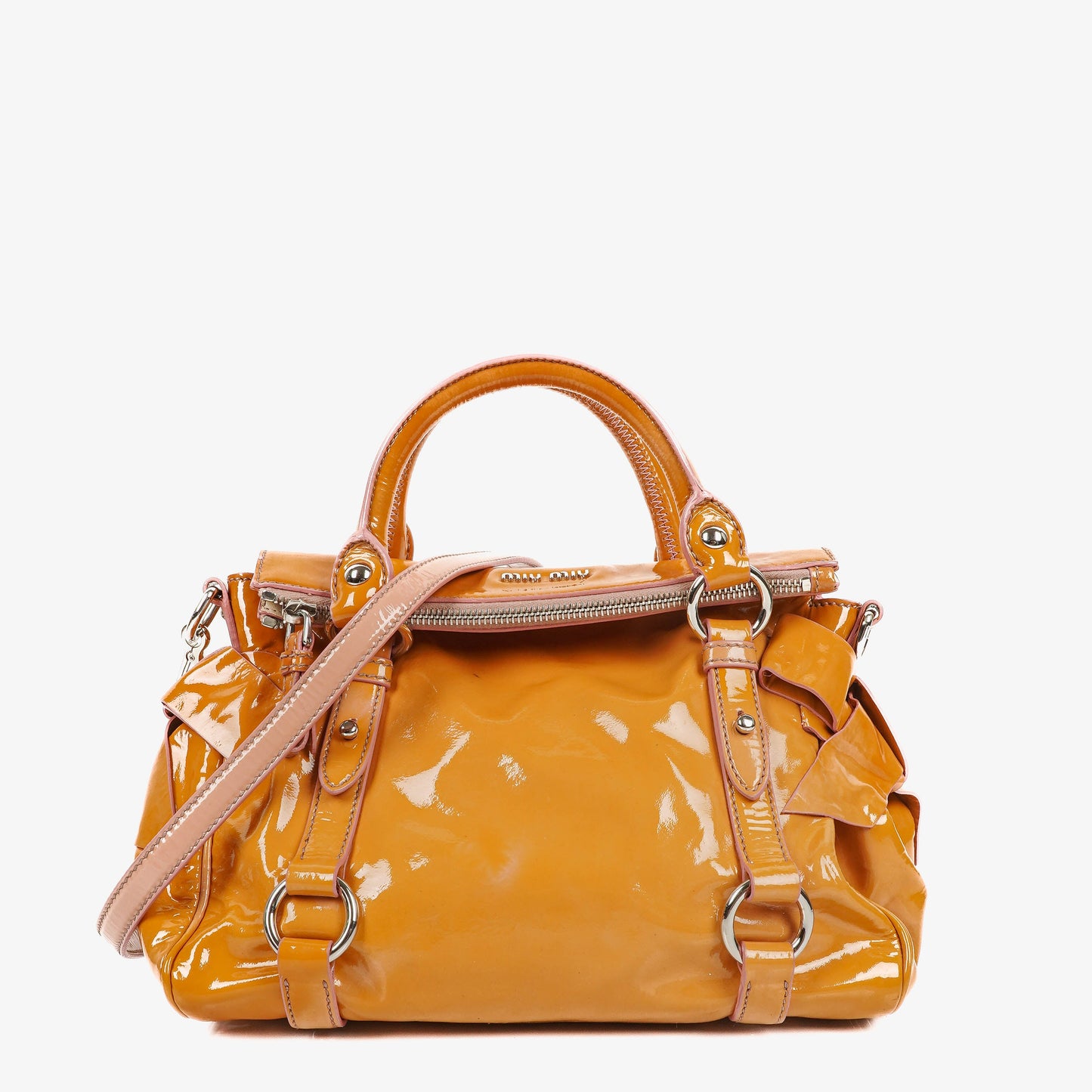 Miu Miu Schleifen-Satchel-Tasche aus Lackleder