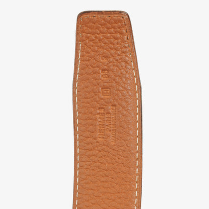 Hermès 30 mm H-Gürtel aus schwarzem Boxleder mit goldfarbener Hardware