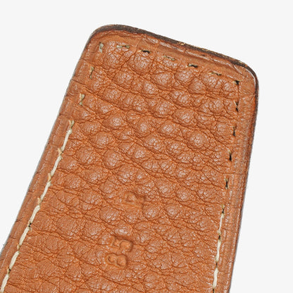 Hermès 30 mm H-Gürtel aus schwarzem Boxleder mit goldfarbener Hardware